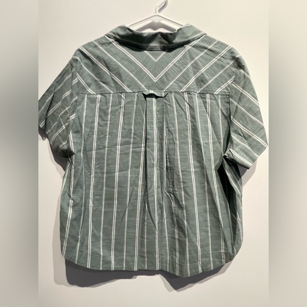 Auden Women’s Striped Short Sleeve Pajama Shirt Green Size Large NWT - Picture 2 of 5